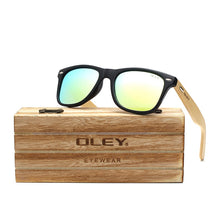Load image into Gallery viewer, OLEY  Brand Bamboo Leg Polarized Sunglasses men Classic Square goggle  Retro Female sun glasses Customizable logo YZ2140