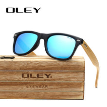 Load image into Gallery viewer, OLEY  Brand Bamboo Leg Polarized Sunglasses men Classic Square goggle  Retro Female sun glasses Customizable logo YZ2140