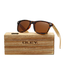 Load image into Gallery viewer, OLEY  Brand Bamboo Leg Polarized Sunglasses men Classic Square goggle  Retro Female sun glasses Customizable logo YZ2140