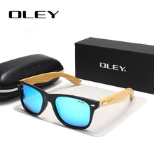 Load image into Gallery viewer, OLEY  Brand Bamboo Leg Polarized Sunglasses men Classic Square goggle  Retro Female sun glasses Customizable logo YZ2140