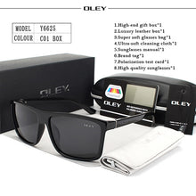 Carica l'immagine nel visualizzatore di Gallery, OLEY Polarized Men Sunglasses brand designer Retro Square Sun Glasses Accessories Unisex driving goggles oculos de sol Y6625