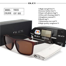 Carica l'immagine nel visualizzatore di Gallery, OLEY Polarized Men Sunglasses brand designer Retro Square Sun Glasses Accessories Unisex driving goggles oculos de sol Y6625