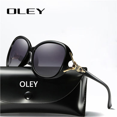 OLEY Retro Sunglasses women Polarized  brand designer big frame Fox eyewear diamond Oculos de sol femininos