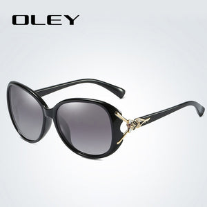 OLEY Retro Sunglasses women Polarized  brand designer big frame Fox eyewear diamond Oculos de sol femininos
