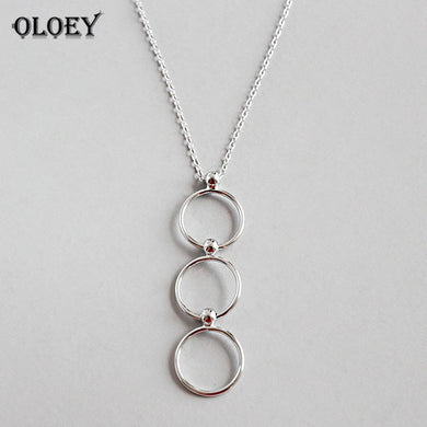 Collane con ciondolo per donna Vero argento sterling 925 Cerchi multipli Strati Collana con goccia Gioielleria raffinata Goccia S YMN075 