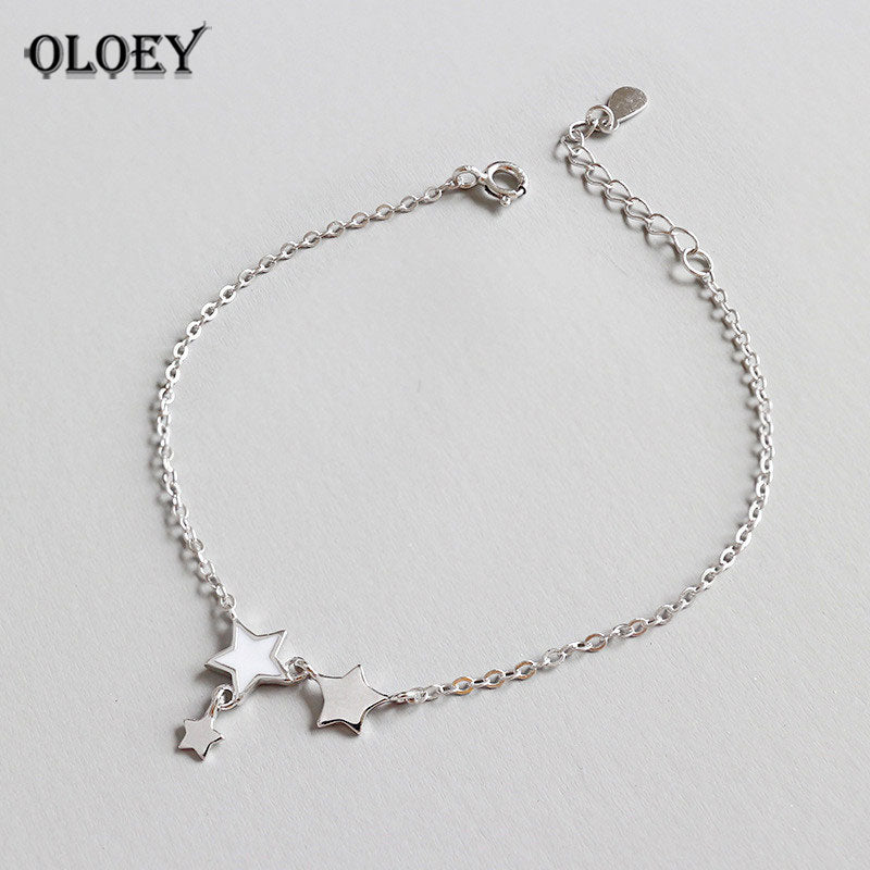 Real 925 Sterling Silver Bracelet Simple Star Design Bracelets For Women Girl Female Fine Jewelry Gift Wholesale YMB038