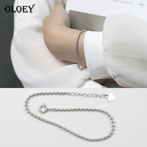 Simple Small Round Ball Bead Bracelet For Women Real 925 Sterling Silver Contracted Fine Jewelry Gift Wholesale YMB021
