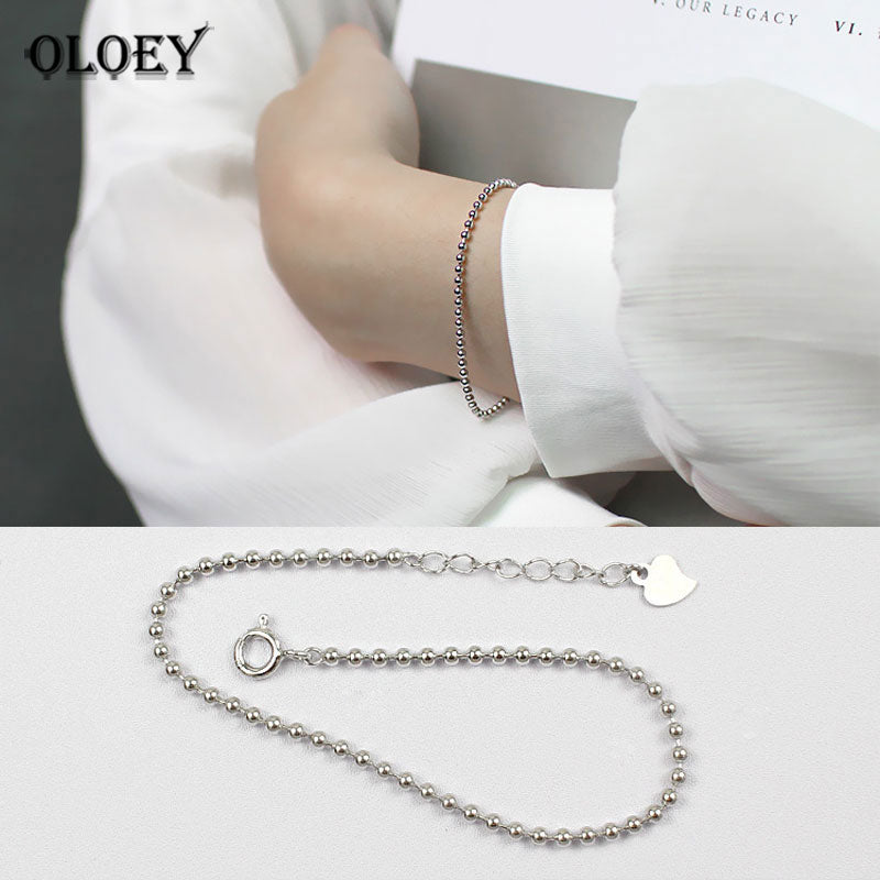 Simple Small Round Ball Bead Bracelet For Women Real 925 Sterling Silver Contracted Fine Jewelry Gift Wholesale YMB021