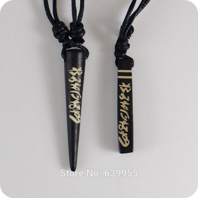 OM MANI PADME HUM Tibet six words mantra amulet yak bone Carving Pendant Necklace Lucky Gift Tribal Totem Fashion Jewelry