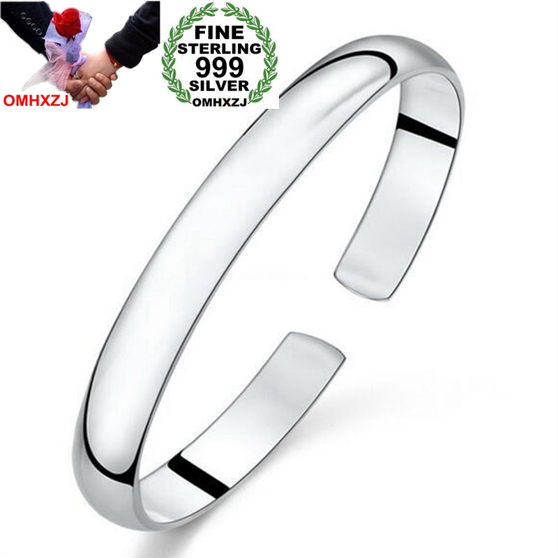 Wholesale Chinese Simple Fashion Woman Child Glossy Heart Sutra 999 Sterling Silver Bracelet Bangles Open Adjustable SZ50