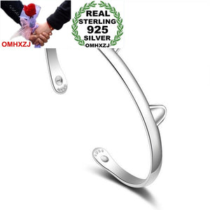 Wholesale Fashion Lovely Woman Child Party Gift Cat Ears Animal 925 Sterling Silver Bracelet Bangle Open Adjustable SZ65