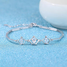 Load image into Gallery viewer, Wholesale Fashion Sweet For Woman Girl Party Gift White Purple Princess Crown Zircon 925 Sterling Silver Bracelet SZ121