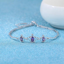 Load image into Gallery viewer, Wholesale Fashion Sweet For Woman Girl Party Gift White Purple Princess Crown Zircon 925 Sterling Silver Bracelet SZ121