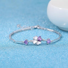 Load image into Gallery viewer, Wholesale Fashion Sweet Woman Girl Party Gift Heart Leaves Lucky Flower Zircon 925 Sterling Silver Bracelet Bangle SZ115