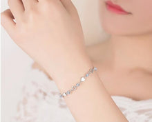 Load image into Gallery viewer, Wholesale Fashion Sweet Woman Girl Wedding Gift Heart Soul White Purple Zircon 925 Sterling Silver Bracelet Bangle SZ106