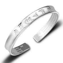 Carica l'immagine nel visualizzatore di Gallery, Wholesale Fashion Woman Child Couple Gift Paramitta Heart Sutra 999 Sterling Silver Thai Silver Bracelet Adjustable SZ55