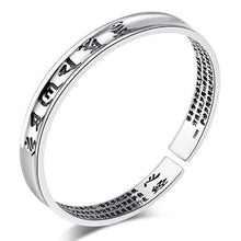 Carica l'immagine nel visualizzatore di Gallery, Wholesale Fashion Woman Child Couple Gift Paramitta Heart Sutra 999 Sterling Silver Thai Silver Bracelet Adjustable SZ55