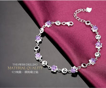 Load image into Gallery viewer, Wholesale Fashion joker present AAA Zircon Amethyst 925 Sterling Silver 520 I love you Gift Women Bracelets Bangles SZ39