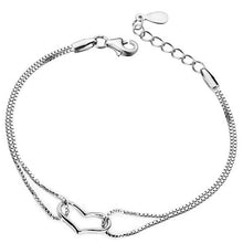 Load image into Gallery viewer, Wholesale Fashion present High Quality AAA Zircon 925 Sterling Silver Heart Two Choices Gift Women Bracelets Bangles SZ30