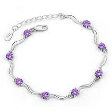 Load image into Gallery viewer, Wholesale Fashion present High Quality AAA Zircon Amethyst 925 Sterling Silver purple Gift Women Bracelets Bangles SZ26