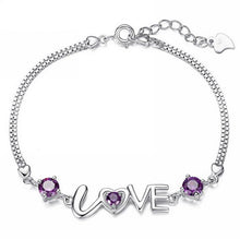 Load image into Gallery viewer, Wholesale Fashion present High Quality AAA zircon Amethyst 925 Sterling Silver Romantic Love Women Bracelets Bangles SZ29
