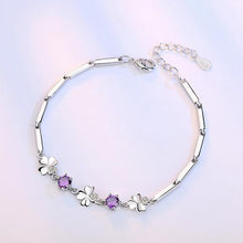 Load image into Gallery viewer, Wholesale Heart Fashion Woman Girl Wedding Gift Rotating Flowers Leaves White Purple 925 Sterling Silver Bracelet SZ88