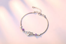Load image into Gallery viewer, Wholesale Heart Fashion Sweet Woman Girl Party Gift Mutual Affinity White Purple Zircon 925 Sterling Silver Bracelet SZ93
