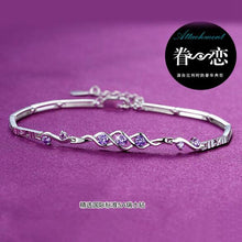Load image into Gallery viewer, Wholesale Romantic Fashion For Woman Girl Party Gift Angels Heart White Purple 925 Sterling Silver Bracelet Bangle SZ84