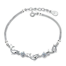 Load image into Gallery viewer, Wholesale Romantic Fashion Lovely Woman Girl Party Gift White Purple Dolphins 925 Sterling Silver Bracelet Bangle SZ101