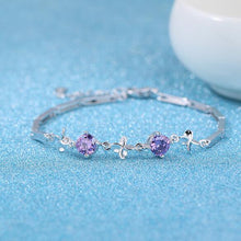 Load image into Gallery viewer, Wholesale Romantic Fashion Sweet For Woman Girl Party Gift White Purple Jasmine 925 Sterling Silver Bracelet Bangle SZ100