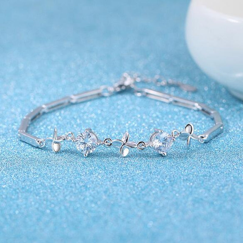 Wholesale Romantic Fashion Sweet For Woman Girl Party Gift White Purple Jasmine 925 Sterling Silver Bracelet Bangle SZ100