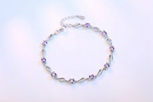 Load image into Gallery viewer, Wholesale Romantic Fashion Sweet Woman Girl Party Gift Bend Leaves White Purple 925 Sterling Silver Bracelet Bangle SZ91