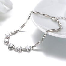 Load image into Gallery viewer, Wholesale Romantic Fashion Woman Couple Girlfriends Party Gift Love Heart White Purple 925 Sterling Silver Bracelet SZ89