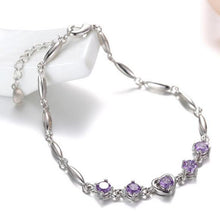 Load image into Gallery viewer, Wholesale Romantic Fashion Woman Couple Girlfriends Party Gift Love Heart White Purple 925 Sterling Silver Bracelet SZ89