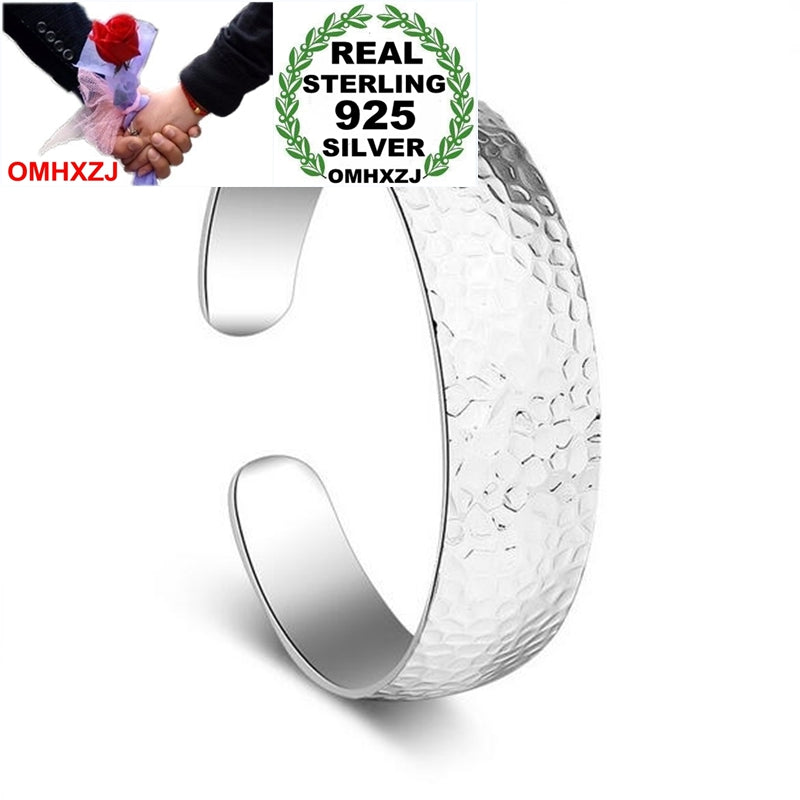 Wholesale Simple Fashion For Woman Child Gift Flower Bud Striped 925 Sterling Silver Bracelet Bangle Open Adjustable SZ68