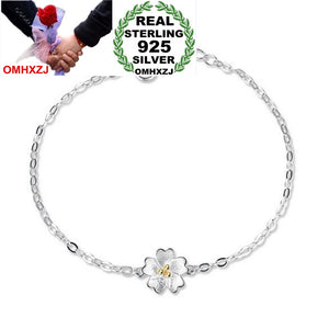Wholesale Simple Fashion Sweet Woman Girl Party Gift Golden Fresh Cherry Flower 925 Sterling Silver Bracelet Bangle SZ118