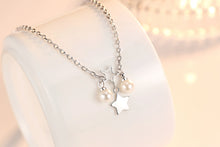 Load image into Gallery viewer, Wholesale Sweet Fashion Woman Girl Party Gift ABS Shell Pearl Red Agate Star 925 Sterling Silver Bracelet Bangle SZ126