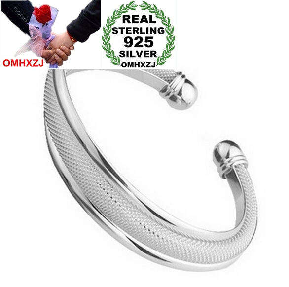 Wholesale fashion jewelry geometric double line woman star Fine 999 Sterling Silver opening bracelet Bangles SZ22