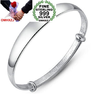 Wholesale fashion jewelry woman star Smooth Fine 999 Sterling Silver adjustable bracelet Bangles gift SZ16