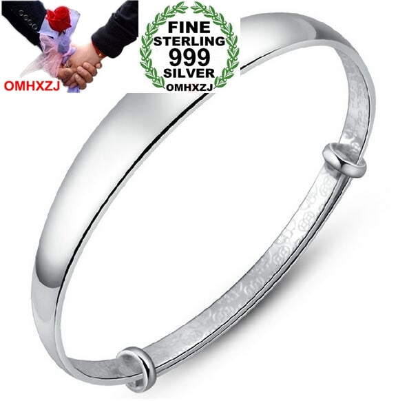Wholesale fashion jewelry woman star Smooth Fine 999 Sterling Silver adjustable bracelet Bangles gift SZ16