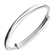 Carica l'immagine nel visualizzatore di Gallery, Wholesale jewelry Round Glossy Chaise Woman Child Fashion Exquisite Bangles 925 Sterling Silver Bracelet Adjustable SZ52