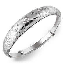 Carica l'immagine nel visualizzatore di Gallery, Wholesale jewelry Round Glossy Chaise Woman Child Fashion Exquisite Bangles 925 Sterling Silver Bracelet Adjustable SZ52