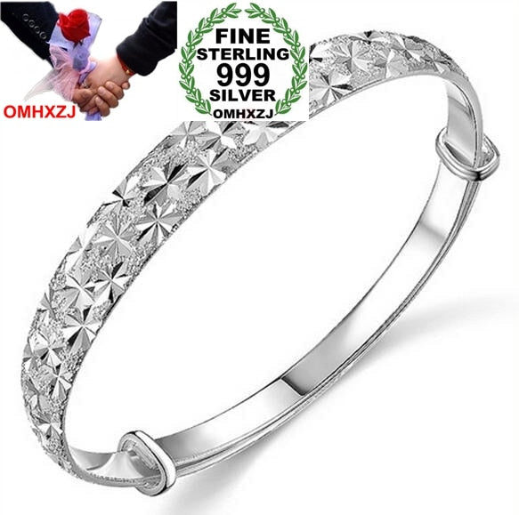 Wholesale jewelry geometric Babysbreath woman fashion star Fine 999 Sterling Silver adjustable Bangles SZ04