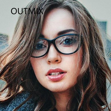 OUTMIX Donne Cat Eye Anti Luce Blu Occhiali 2022 Trend Cateye Nero Cornice Miopia Specchio Ottico Femminile per la Guida All'aperto
