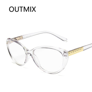 OUTMIX Donne Cat Eye Anti Luce Blu Occhiali 2022 Trend Cateye Nero Cornice Miopia Specchio Ottico Femminile per la Guida All'aperto