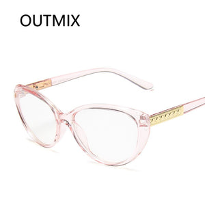 OUTMIX Donne Cat Eye Anti Luce Blu Occhiali 2022 Trend Cateye Nero Cornice Miopia Specchio Ottico Femminile per la Guida All'aperto