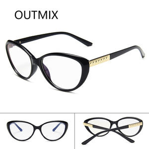 OUTMIX Donne Cat Eye Anti Luce Blu Occhiali 2022 Trend Cateye Nero Cornice Miopia Specchio Ottico Femminile per la Guida All'aperto