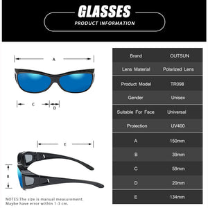 OUTSUN Brand OVER-FIT Polarized Sunglasses Men Women Outdoor Sports Glasses UV400 Fishing Sunglasses Prescription Glasses OS098