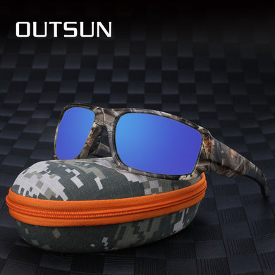 OUTSUN Camo Polarized Sunglasses Men Women Sport fishing Driving Sun glasses Brand Designer Camouflage Frame De Sol with Case