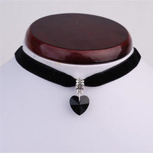 Load image into Gallery viewer, Ocean 1PCS Fashion Jewelry 6 Colors Choker Black Velvet Crystal Heart Pendant Necklaces Punk Gothic Statement Collares for Women